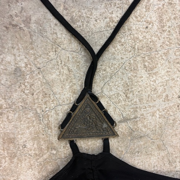 Vintage y2k Black Halter Dress asymmetrical fairy grunge whimsigoth - Picture 3 of 6